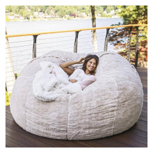 Bean Bag Chair Cover, 5Ft 6Ft 7Ft Size, Memory Lazy Sofa Cover, White, No Filler No Liner
