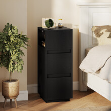 HOMCOM Slim Bedside Table, Bedside Cabinet with Open Shelf and 2 Drawers