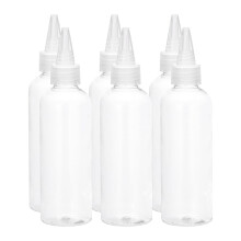 Pack of 6, 100 ml/3.4 oz dosing bottles, plastic squeeze bottle with screw cap with measuring scale for liquids, inks, oils, art, crafts