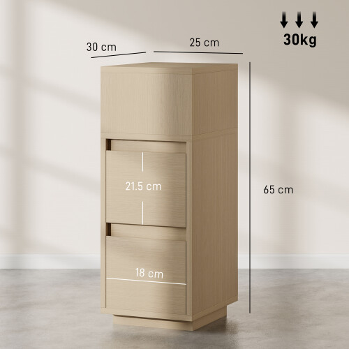 Homcom HOMCOM Slim Bedside Table, Bedside Cabinet with Open Shelf and 2 Drawers 2