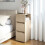 Homcom HOMCOM Slim Bedside Table, Bedside Cabinet with Open Shelf and 2 Drawers 8