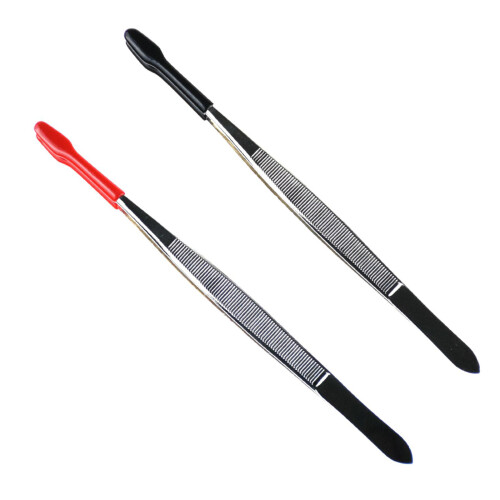 Multi-function Tweezers for w/ Rubber Tips Coin Tweezers-Red 1