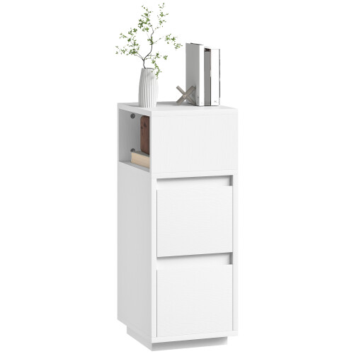Homcom HOMCOM Slim Bedside Table, Bedside Cabinet with Open Shelf and 2 Drawers 1