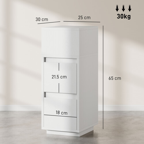 Homcom HOMCOM Slim Bedside Table, Bedside Cabinet with Open Shelf and 2 Drawers 2