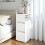 Homcom HOMCOM Slim Bedside Table, Bedside Cabinet with Open Shelf and 2 Drawers 8