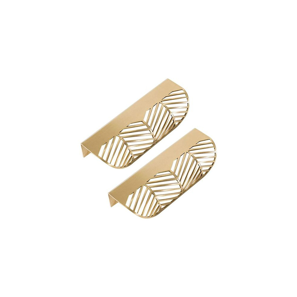 Cabinet Pulls For Furniture Upgrade, Luxurious Brass Finger Edge Pull, Elegant Leaf Shaped Design, Easy Installation For Cabinets Cupboards Drawers Wa 9454554442754