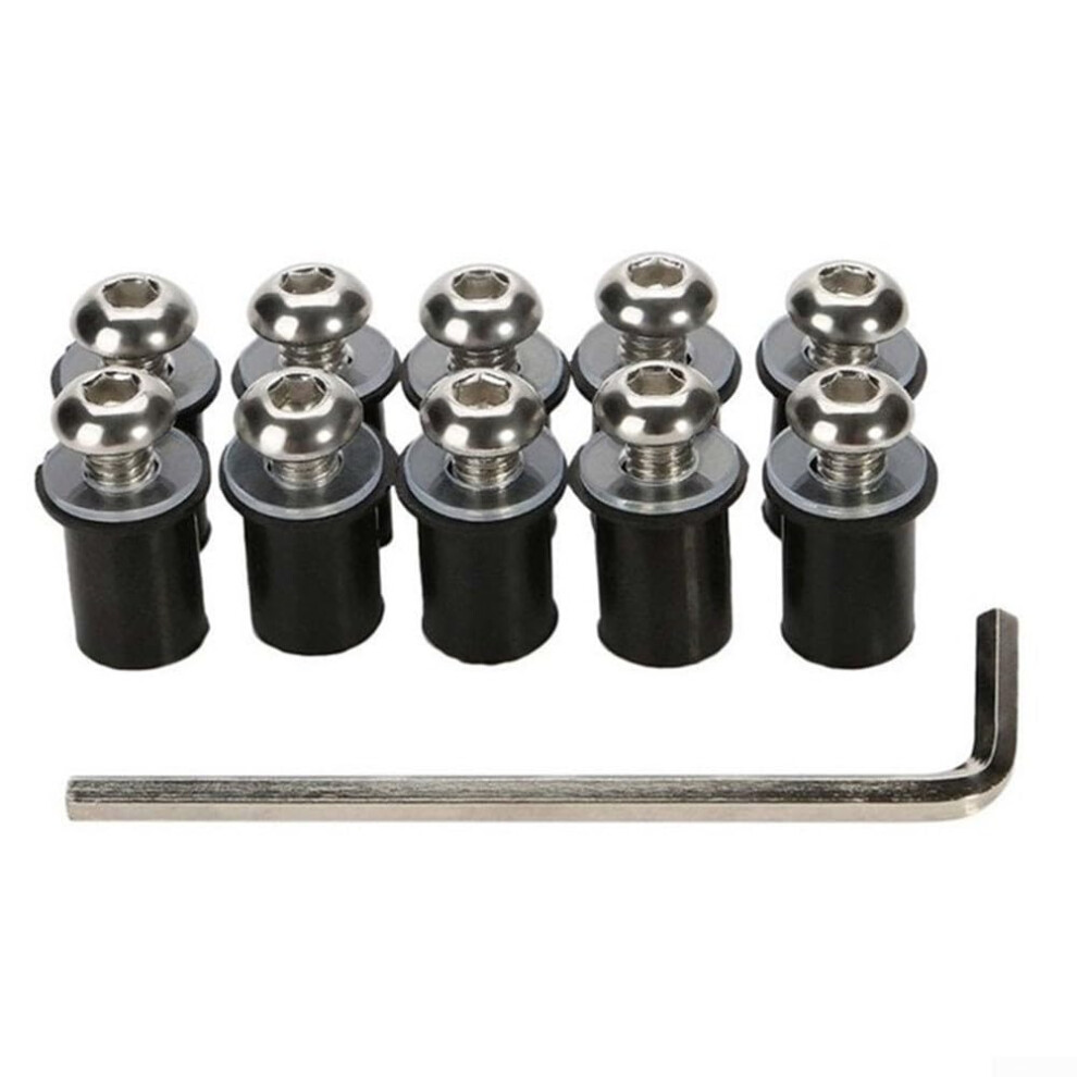 Motorcycle Windshield Bolts Kit 10Pcs Aluminum Alloy Fairing Screws Rustproof Secure Fit Silver 9339159726365