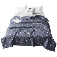 Zippered Duvet Cover Queen Size Reversible Design Blue Gray Triangle Print Microfiber Bedding Set Lightweight Breathable Waterproof Mattress Protector