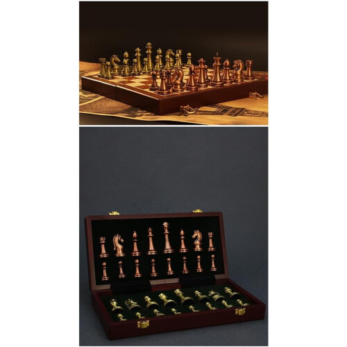 Folding Metal Chess Box with Metal Chess Pieces Ref: 8818 2