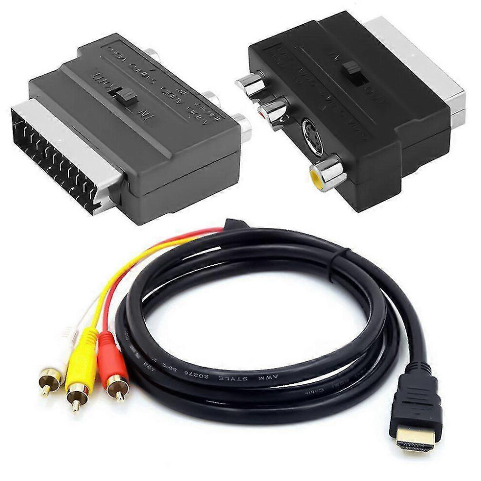 Hdmi To 3Rca Scart Two-In-One Hdmi Adapter Cable 1.5M Male S-Video To 3 Rca Av Audio Cable 3 Rca Phono Adapter 6935161363005
