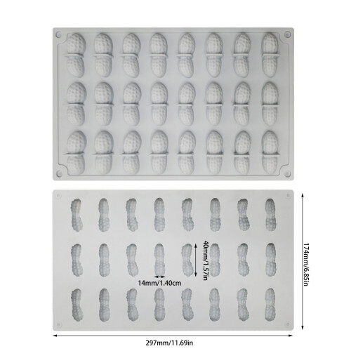 2pcs Silicone Mousse Cake Molds 24 Cavity Peanut Shaped 2