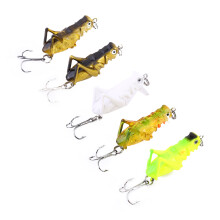 Topwater-Bassköder Grasshopper Crankbait, lockt Fische mit auffälliger Farbe und Rasselgeräusch an, Angelzubehör aus hochkohlenstoffhaltigem