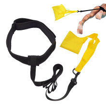 Swim Tether for Pool Parachute Drag Umbrella Double Buckle Adjustable Waistband Oxford Cloth Neoprene Belt Yellow M