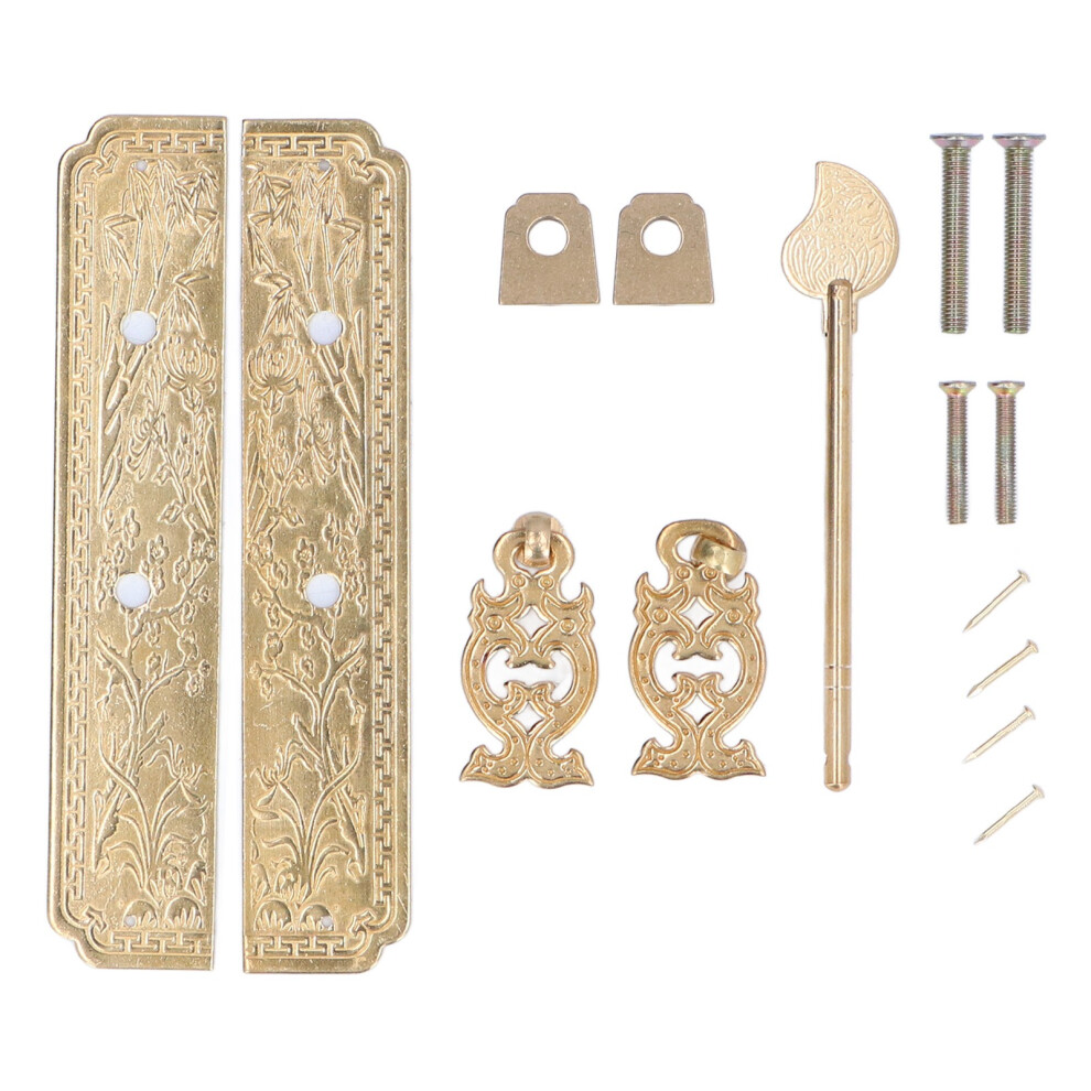 Traditional Carved Padlock Brass Cabinet Hardware Key Pins Chinese Style Locking Pin Set With Classic Appearance Pure Brass Rust Resistant Decorative 9454554451824