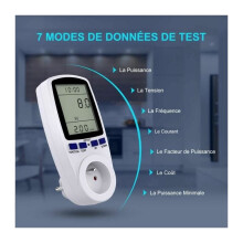 Analyzátor domácí energie, monitor spotřeby elektřiny v reálném čase s digitálním LCD displejem, ochrana proti přetížení pro