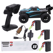 Camion RC con trasmissione resistente, sospensioni a olio, dettagli in fibra di carbonio e motore ad alta coppia per la massima efficienza.