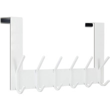 Innovative Door Coat Rack, Over The Door Hook for Space Saving Organization in Entryway, Bathroom, Closet (White)