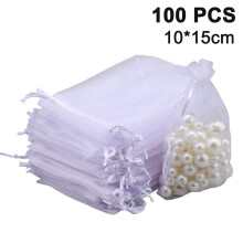 Smyckespåsar, presentpåsar i transparent organza-mesh med elegant förpackning och professionell touch för klart material, mångsidig användning