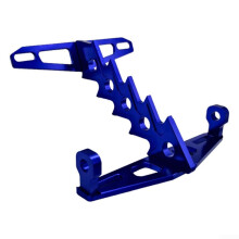 Motorcycle License Plate Frame Aluminum Adjustable Universal Fit Blue Herringbone WeatherResistant