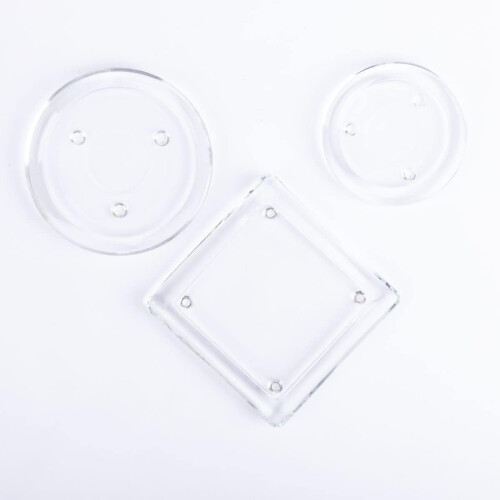 VINCENTIA Round Glass Coaster Diameter 14 cm Clear 2