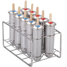 Round Head Popsicle Mould 304 Stainless Steel Popsicle Maker With Holder Base Easy Release For DIY Ice Cream And Yogurt