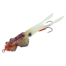 Señuelos de pesca de calamar con acción realista, pulpo suave y luminoso con revestimiento que brilla en la oscuridad, plomo pre-montado para