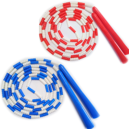 Corda de pular Rainbow com segmentação de contas plásticas, cabo confortável, corda de pular macia com contas, comprimento ajustável e design