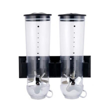 Food Dispenser, Pack of 2, Double Cereal Dispenser for Wall Mounting, Convenient Storage with Double Control (Black)