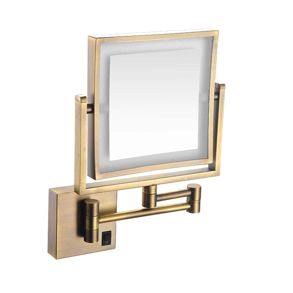 8inch LED makeup mirror for wall mounting, doublesided magnifying mirror for the bathroom, swivel, extendable cosmetic mirror, shaving mirror with