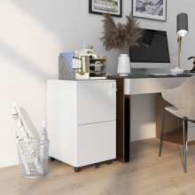 Vinsetto Steel File Cabinet with Hanging Bar for Letter A4 Legal Size White