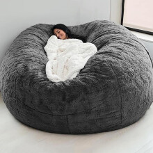5/6/7ft Soft Fluffy Bean Bag Chair Cover Fits 5ft 6ft 7ft Bean Bags No Filler Round Bean Bag Cover