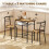 Homcom (Brown) HOMCOM Breakfast Bar Table and Stools Set, Dining Room Set with Shelf 4