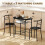 Homcom (Black) HOMCOM Breakfast Bar Table and Stools Set, Dining Room Set with Shelf 4