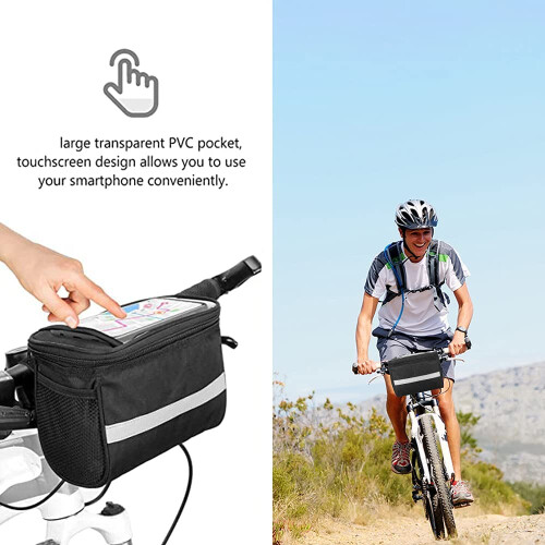 Καλάθι ποδηλάτου με λειτουργία αφής, τσάντα τιμονιού ποδηλάτου από ύφασμα 2