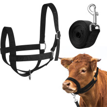 Adjustable Head Collar With Lead Rope Nylon Size L Black For Horse Donkey Goat Foal
