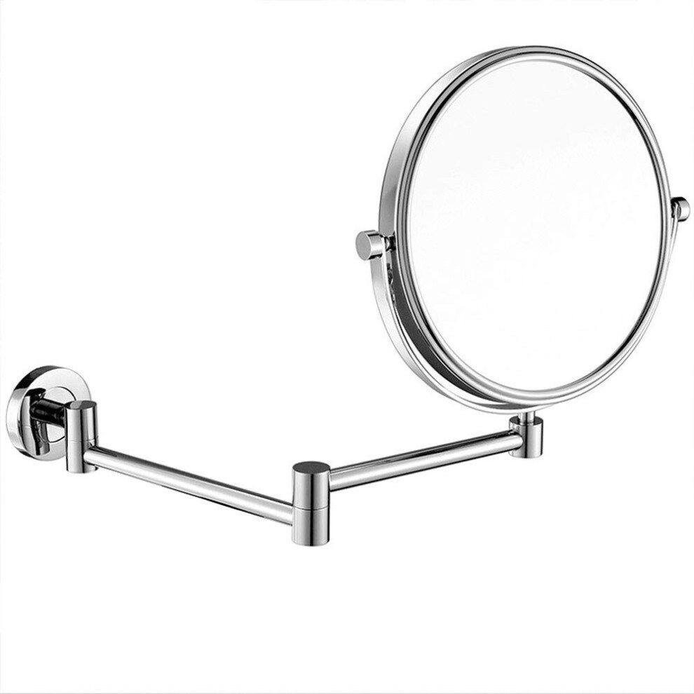 Cosmetic mirror, 8 inches, doublesided makeup mirror for wall mounting with 10x magnification, 360 swivel on both sides, extendable cosmetic mirror.