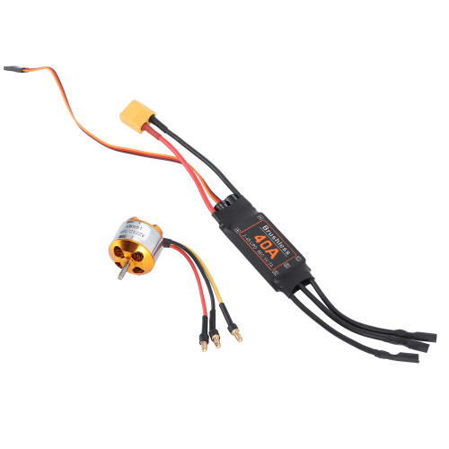 Multiprogrammeringsmetoder Børsteløs ESC, 40A RC-motorcontroller med overophedningsbeskyttelse, gasspjældstabsdetektering, BEC-udgang, 2