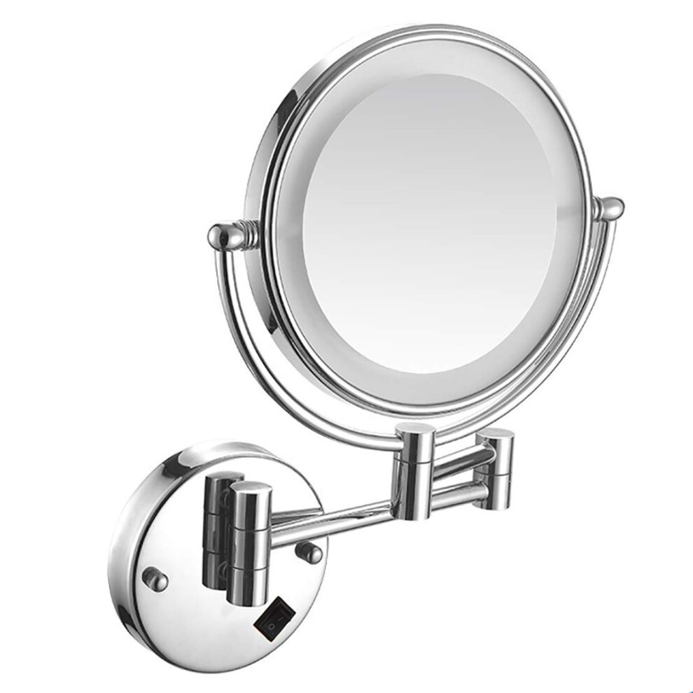 Makeup mirror, LEDlit wallmounted makeup mirror, 5x magnifying cosmetic mirror, 360 swivel, extendable, doublesided