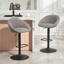 HOMCOM Swivel Bar Stools Set of 2 Height Adjustable Bar Chairs Grey