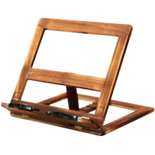 Cookbook Holders Adjustable Foldable Display Stand For Recipes Brown Wooden Countertop Shelf Fits Standard Cookbooks
