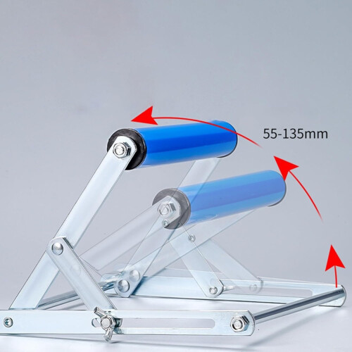 Cutting machine material rack, 55–135 mm, adjustable support bracket, foldable stand, silver frame (blue) 2