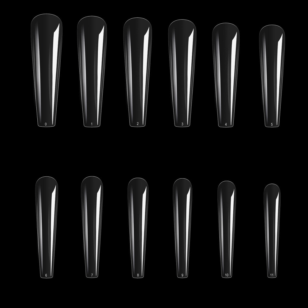 pack of 504 Full Cover False Nails XXL Long-Transparent