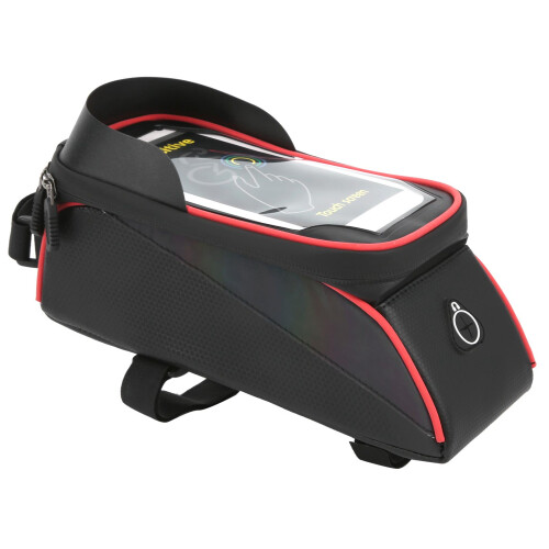 Suporte universal impermeável para celular de ciclismo, bolsa triangular com fecho de velcro e zíper laminado para celulares de até 6,5 polegadas. 2