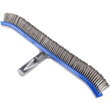 Cepillo para piscinas de alta resistencia, cerdas de acero inoxidable para limpieza multiusos, base reforzada de aluminio, seguro para revestimientos