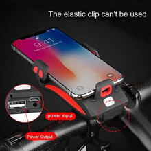 Mobiele telefoonhouder voor nachtfietsen, elektrische claxon, heldere LED-multifunctionele fietslamp met oplaadbare powerbank voor scooter