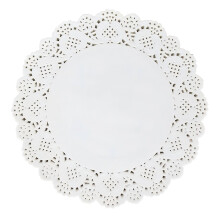 White paper doilies, 26.7 cm, round lace paper doilies for food, cakes, desserts, 100 pieces, 10.5 inch