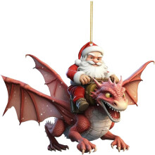 Christmas Baubles Blue Dragon Ornaments Santa Claus Acrylic Christmas Pendants For Christmas Tree Dinosaur Party Decor