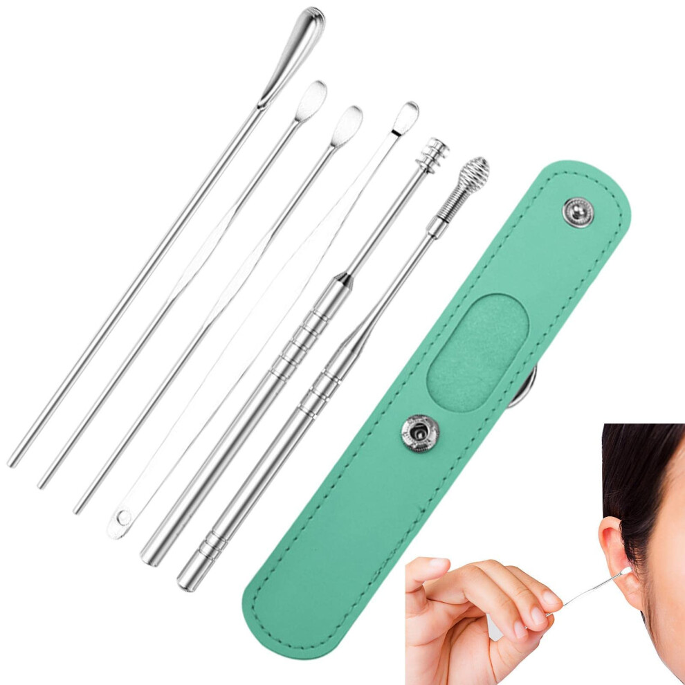 Ear Pick 6Piece Set Ear Wax Removal Kit Reusable Ear Cleaner With Storage Bag For Adults Men Women