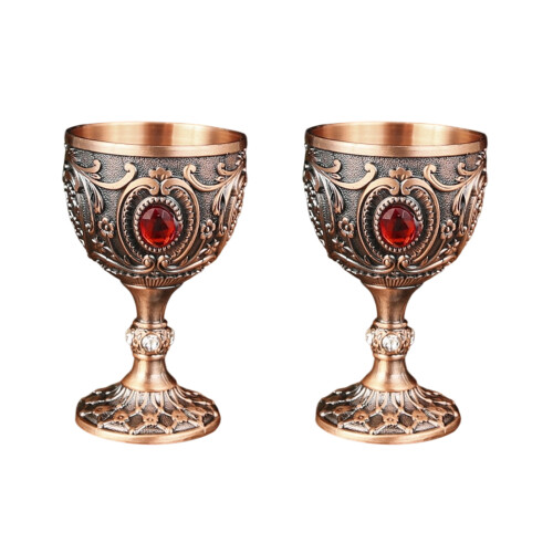 2Pcs Vintage Medieval Goblet Drinking Glass Drink-Red Ancient