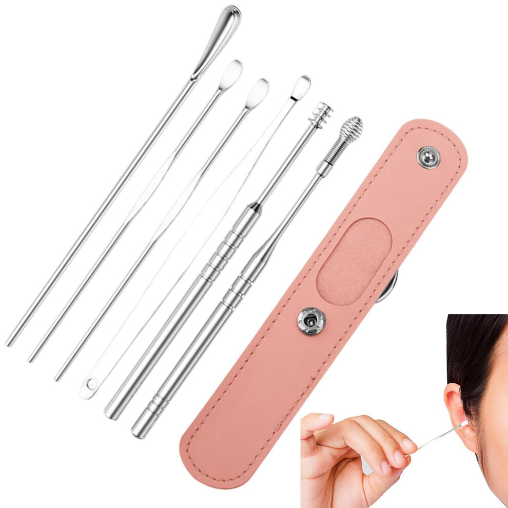 Ear Wax Removal Kit 6Piece Ear Pick Set, Reusable Ear Cleaner With Storage Bag, Ear Cleaning Tools For Adults Men Women